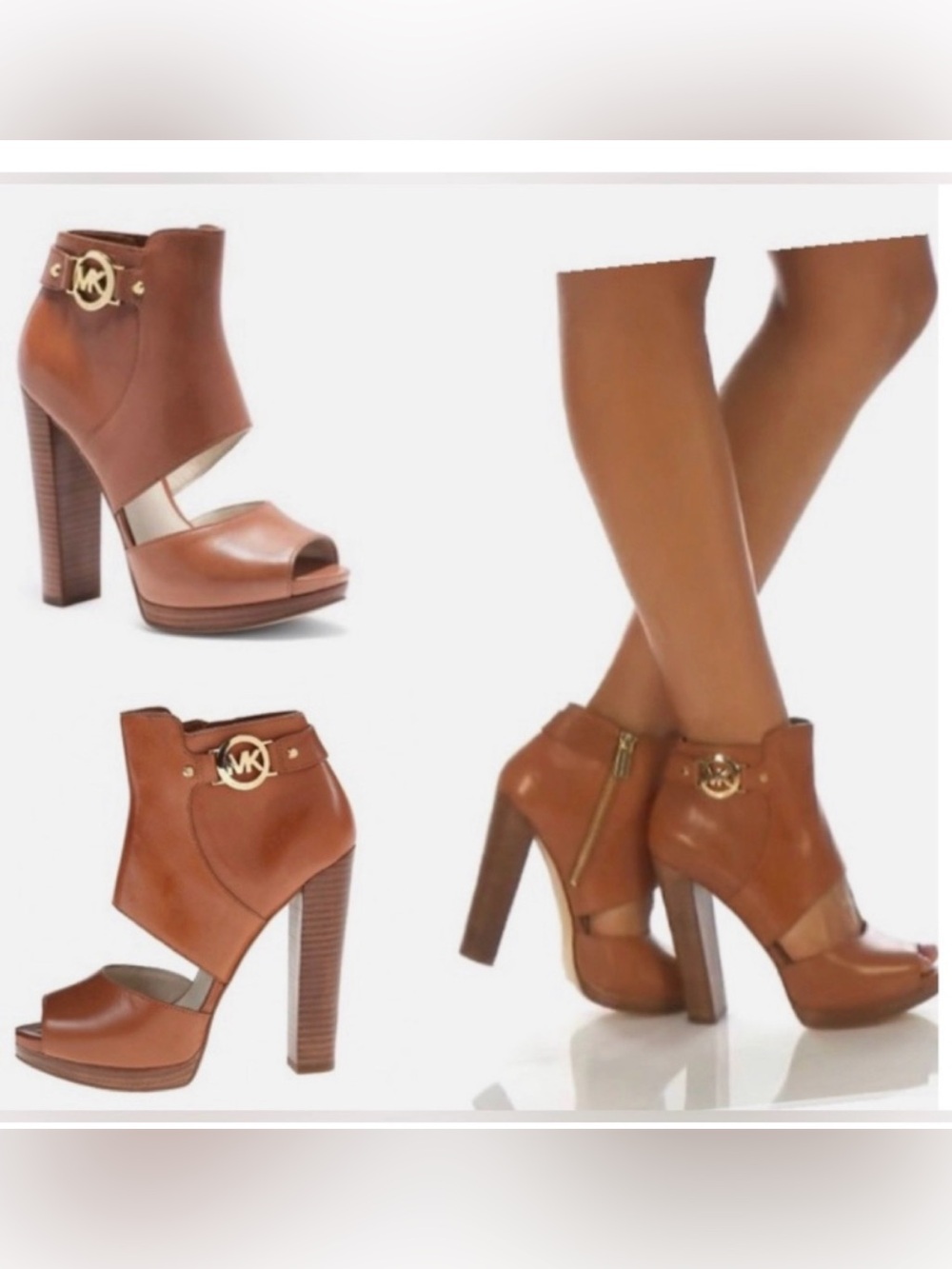 Michael Kors wyatt Leather Peep-Toe Ankle